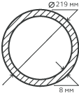 Труба нержавеющая 219х8 мм.  10Х17Н13М2Т бесшовная, круглая, матовая